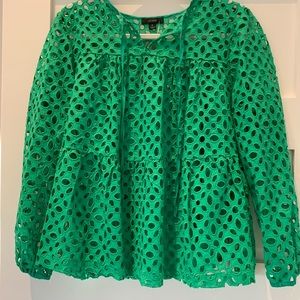 J Crew NWT green peasant blouse, Medium